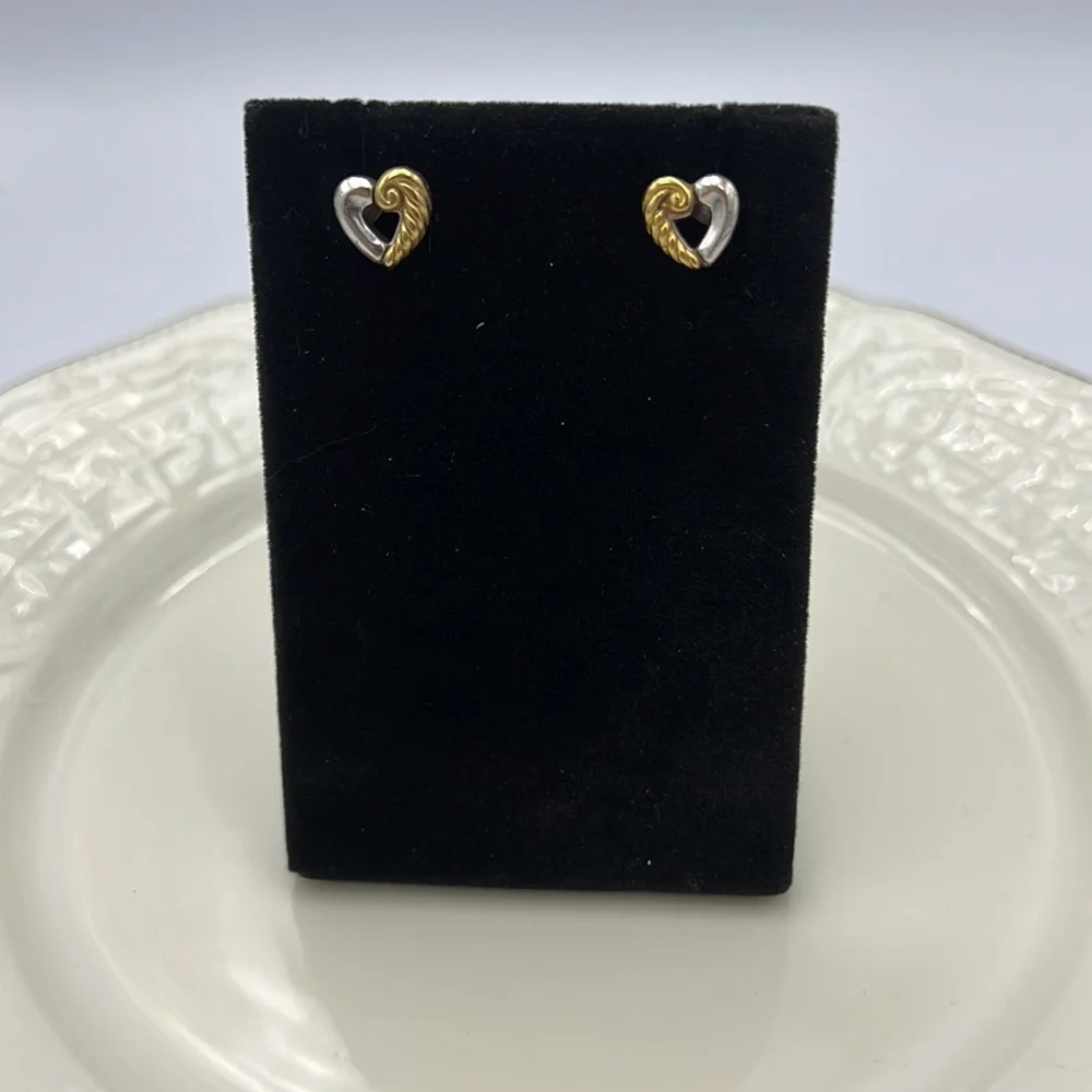 Brighton Open Heart Gold Silver Stud Earrings